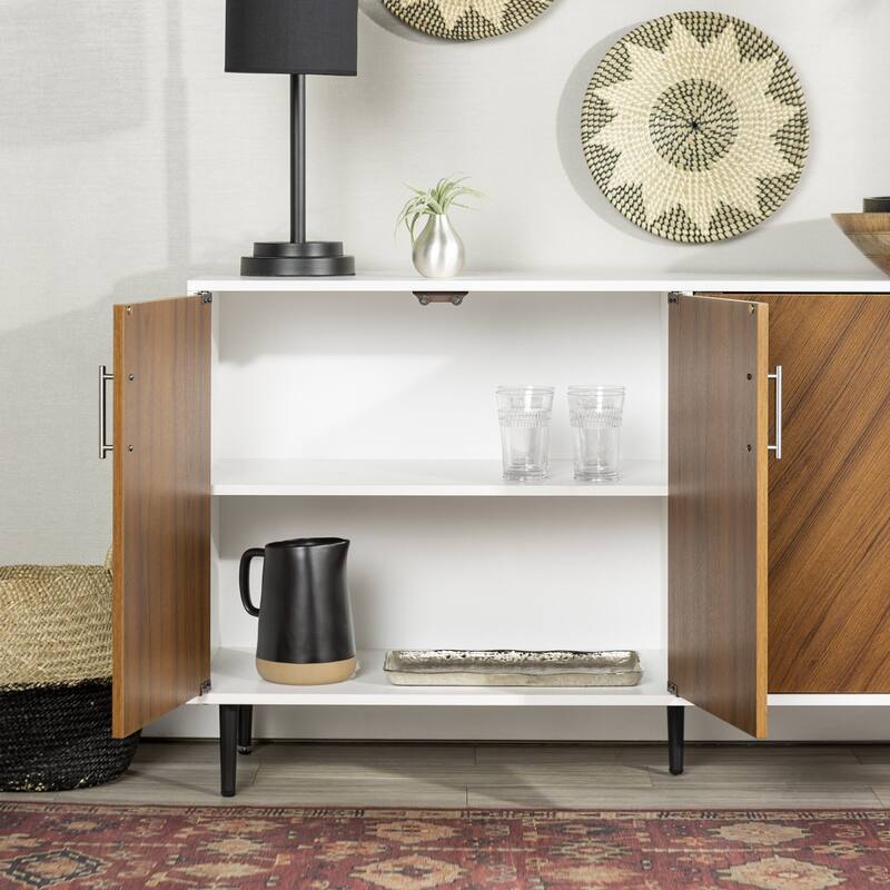 Mid-Century Modern Faux-Bookmatch Door Buffet