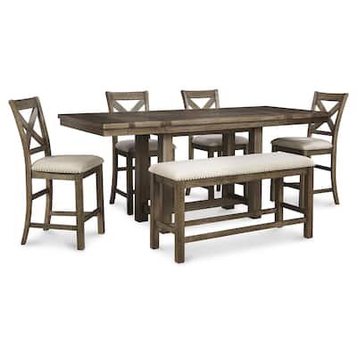 Signature Design by Ashley Moriville Grayish Brown 6-Piece Counter Height Dining Package