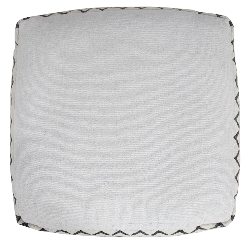 18" White and Black Geometric Arrow Square Pouf Ottoman