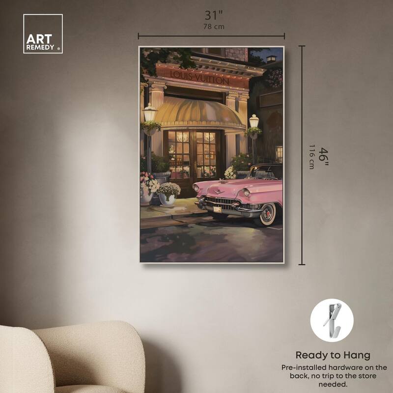 Classic Car Store Visit Canvas by Art Remedy