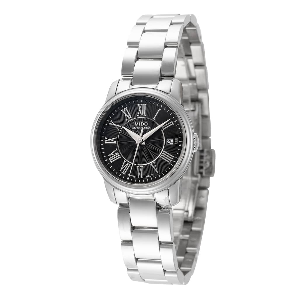 Mido Women's Baroncelli III 25mm Black Dial Stainless Steel Automatic Watch - Silver-Tone - One Size