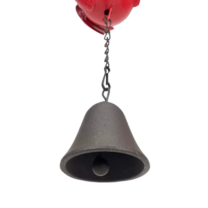 85-Inch Metal Rain Chain - 7 Red Cardinal Birds - Weighted Bell - - 4 X 85 X 5.5 inches