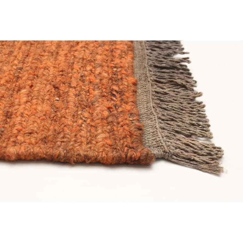 ECARPETGALLERY Flat-Weave Natural Burnt Orange Wool Tapestry Kilim - 4'9 x 6'6