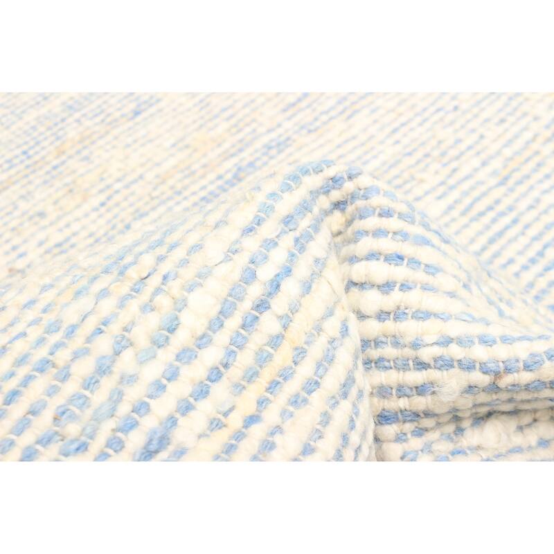 ECARPETGALLERY Braid weave Sienna Light Blue Wool Rug - 5'0 x 8'1