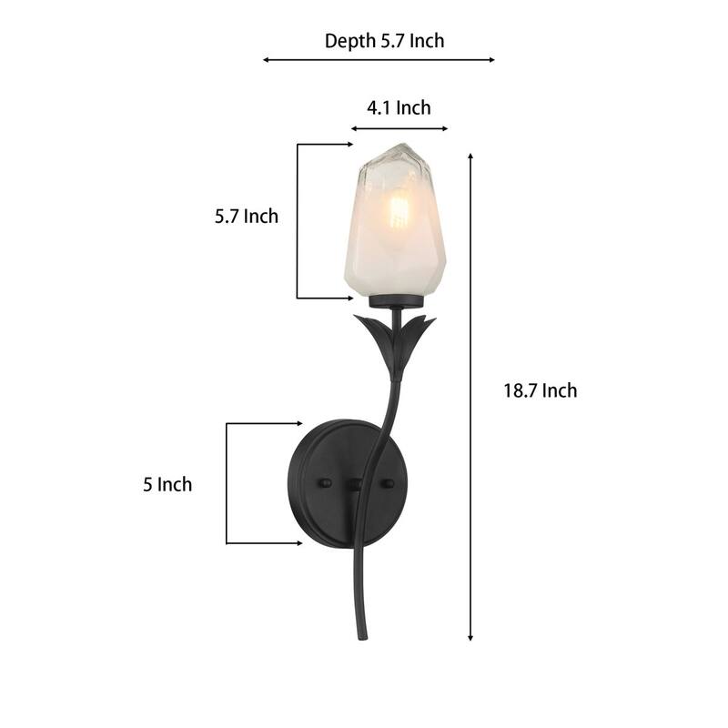 Acroma 1-Light Glass Shaded Dimmable Wall Sconce Ul Listed