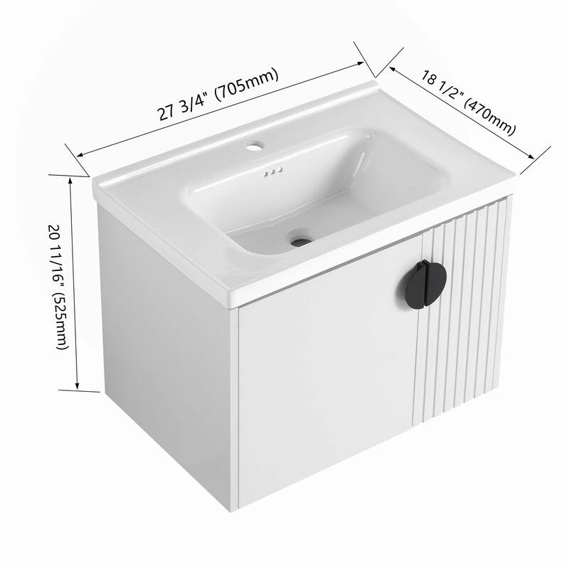 28 Inch Bathroom Vanity with Ceramic Sink