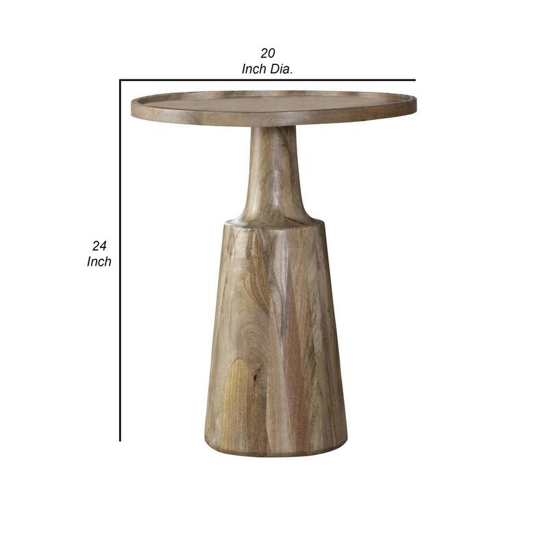 20 in. Brown Round Wood End Table, Sturdy Build End Side Table for Living Rooms