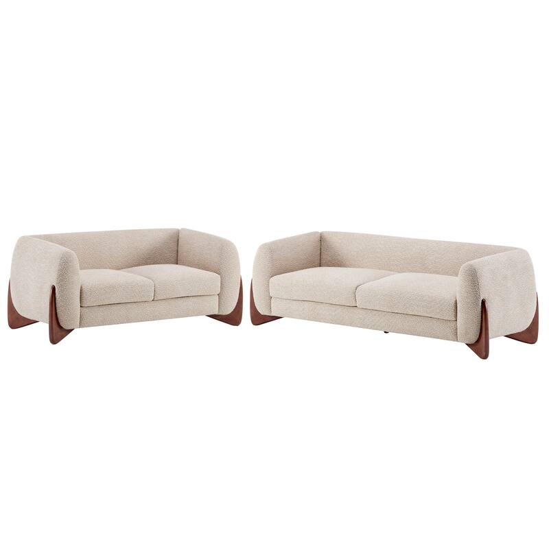 Arion Upholstered Boucle 2-Piece Living Room Sofa Set by Christopher Knight Home