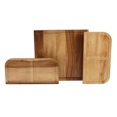 Sango Atelier Acacia Wood 3-Piece Stackable Cutting Board Set- Small & Large Kitchen Chopping Boards for Meat & Vegetables
