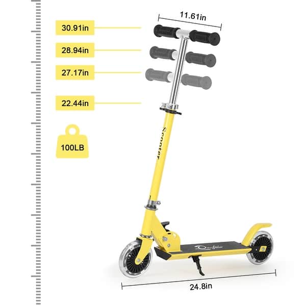 dimension image slide 1 of 2, Scooter Toys for Kids Ages 6-12/3-5, Easy Folding Kids Scooter with 3 Levels Adjustable Handlebar