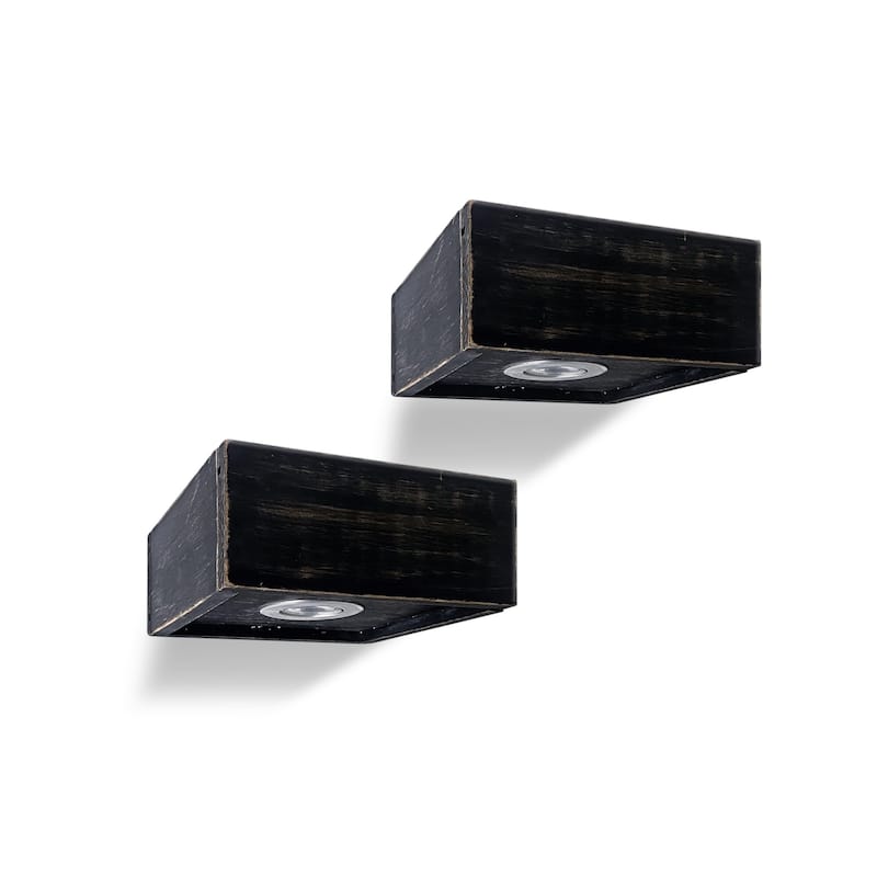 HomeRoots 7" Black Wood Wall Mounted Floating Shelf With LED Light - 7.00 in. x 3.00 in. x 7.00 in.