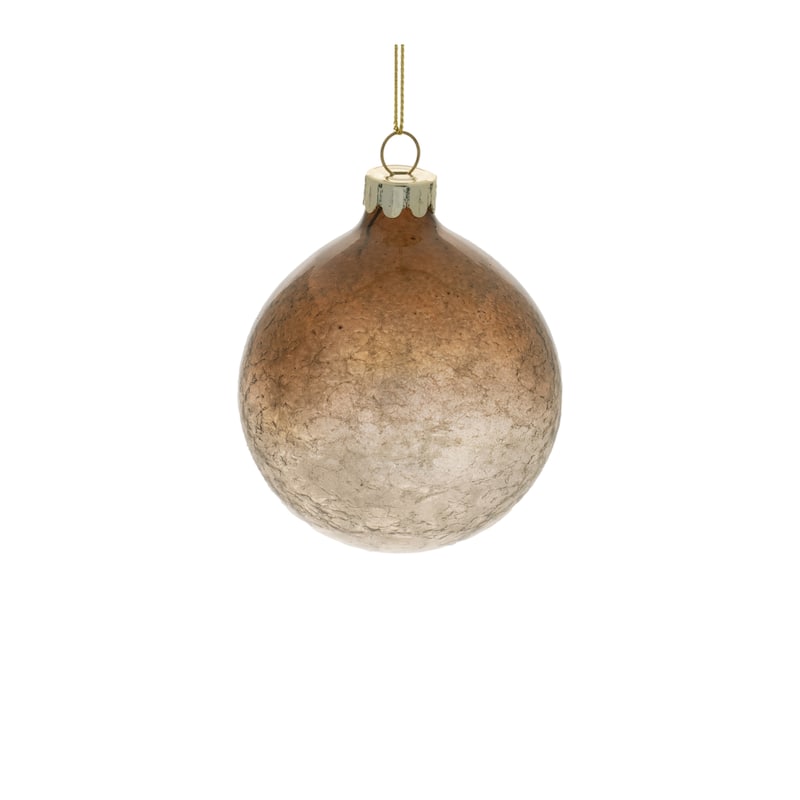 Glass Ombre Crackle Ornaments Set of 6 with Hanging Strings - 3” x 3” x 4” (L x W x H)
