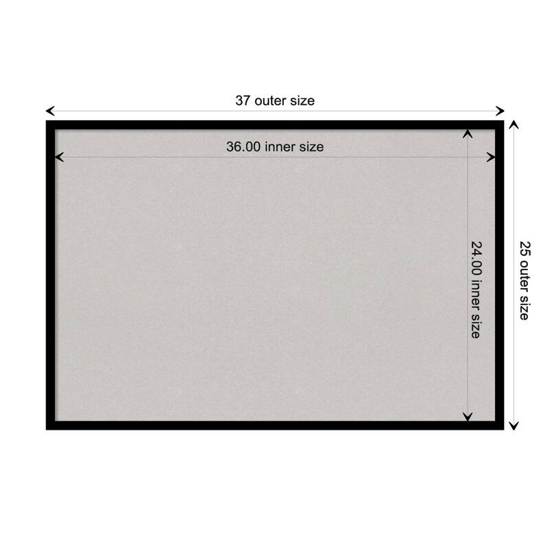 Black Gallery Deep Wood Framed Grey Corkboard Bulletin Board - Board Size 36x24