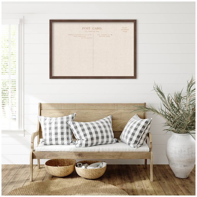 Kate and Laurel Framed Fabric Pinboard Linen Vintage Post Card Wall Organization