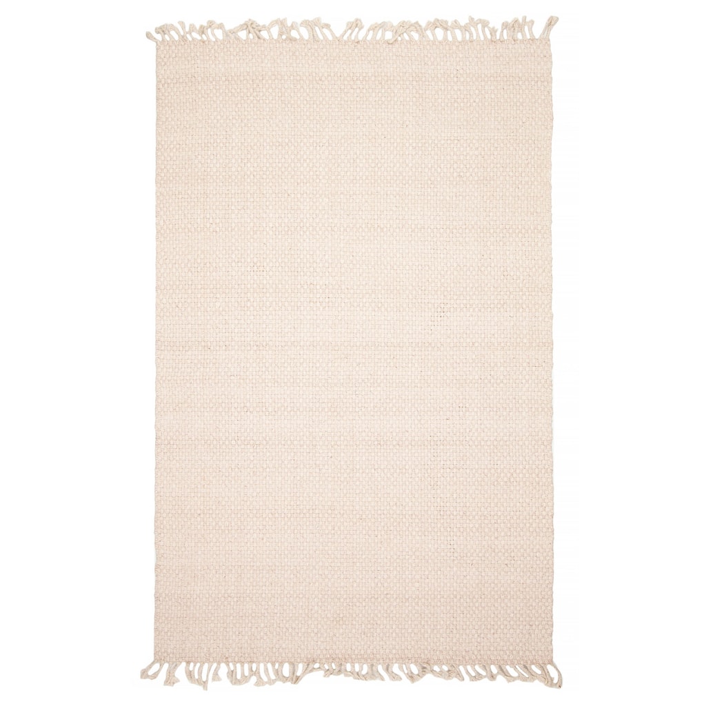 ECARPETGALLERY Braid weave Sienna Beige Wool Rug - 5'0 x 7'11