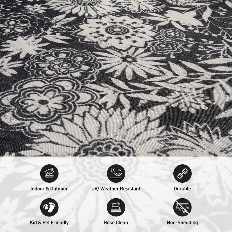 Modern Floral Flowers Indoor/Outdoor Area Rug