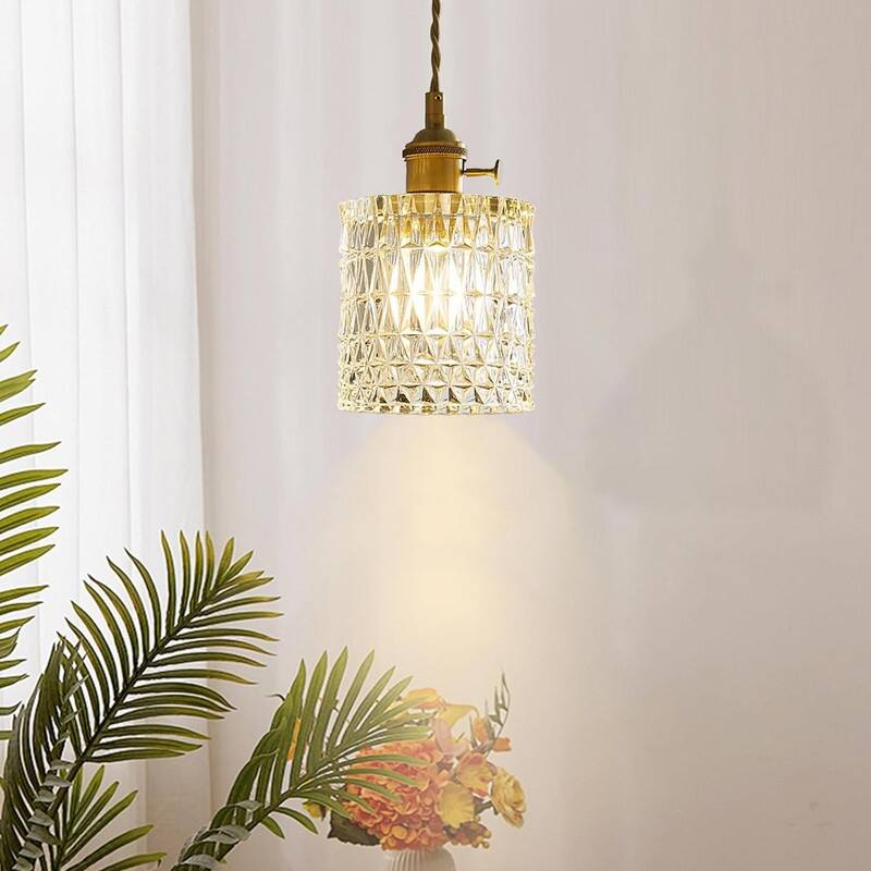 Vintage bedroom light gold pendant light brass, glass hanging lamp