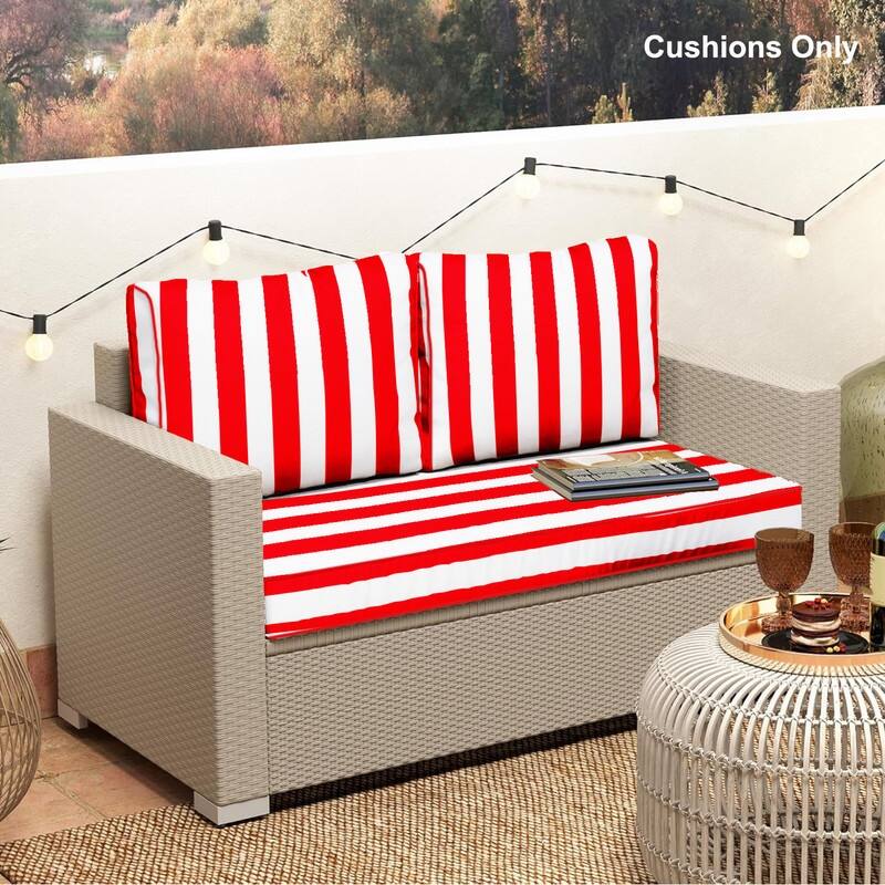 Outdoor Loveseat Cushion Set (Set of 1 Seats,48x24in, 2 Backs,24x18in )