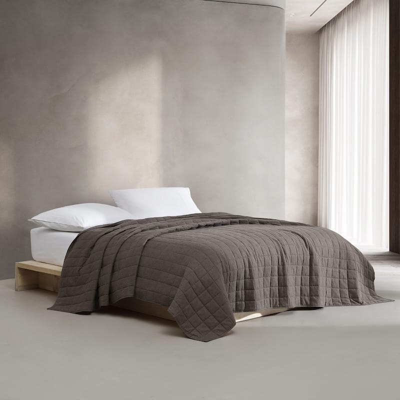 Calvin Klein Melange Cotton Flannel Solid Reversible Quilt