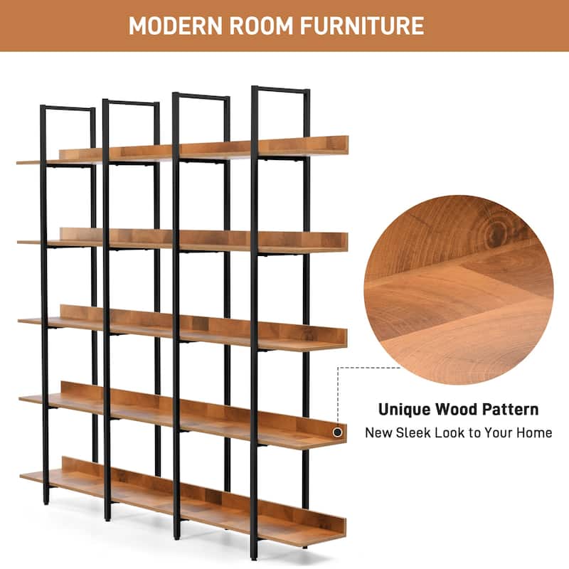 5 Tier MDF Board Bookcase Home Office Open Bookshelf