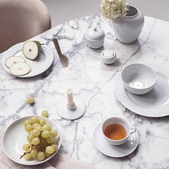 Lyngby Porcelæn Rhombe Bowl, White - Ø: 5.1"