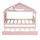 preview thumbnail 24 of 33, Twin Size Solid Wood House Bed with Trundle and Storage for Kids