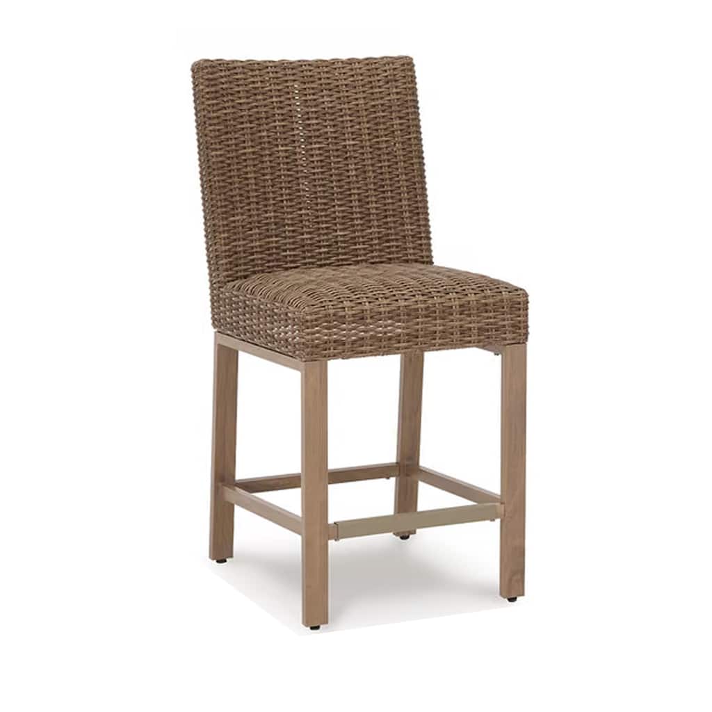 Walo Indoor Outdoor Barstool Set of 2, Wicker Seat 28 Inch, Brown