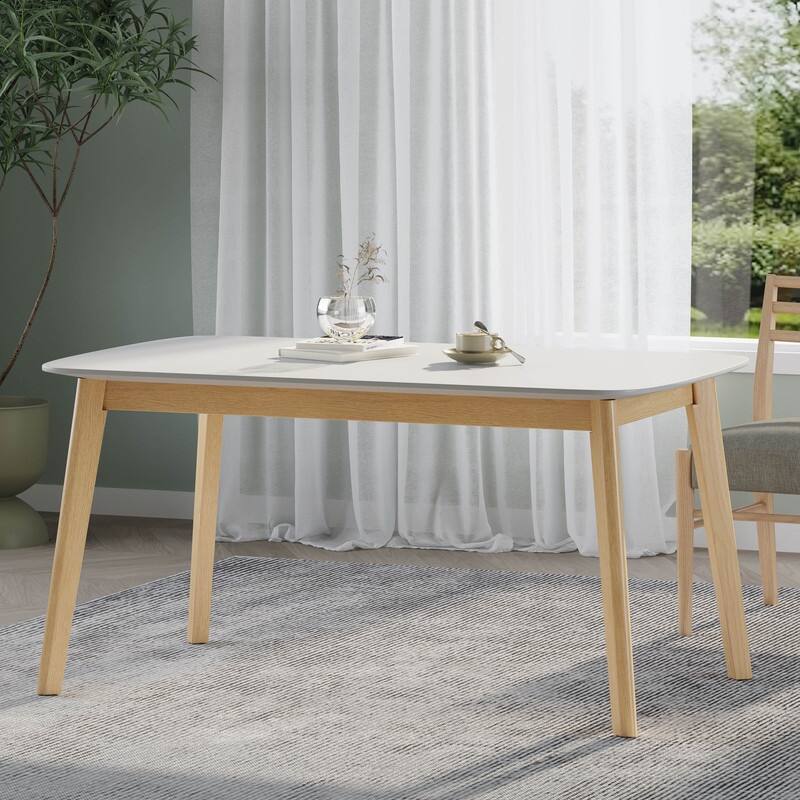Mid-Century Modern Dining Table - Rubberwood Legs & Faux Wood Top