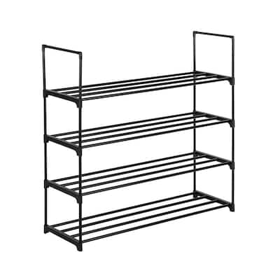 4 Tier Shoe Rack, Metal Shoe Rack Holds Up to 12-20 Pairs of Shoes, Sturdy & Durable Iron Footwear