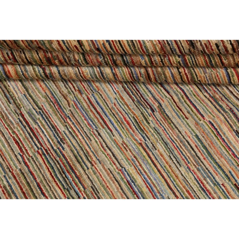 Stripe Abstract Gabbeh Kashkoli Oriental Area Rug Handmade Wool Carpet - 6'4" x 9'7"