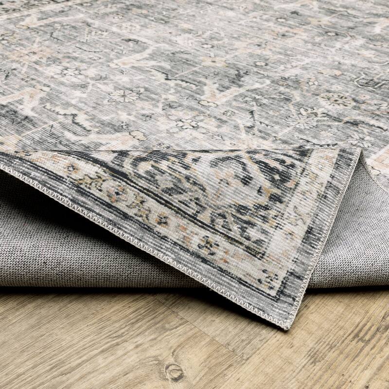 Vista Home Clarissa Washable Bordered Oriental Indoor Area Rug Mat