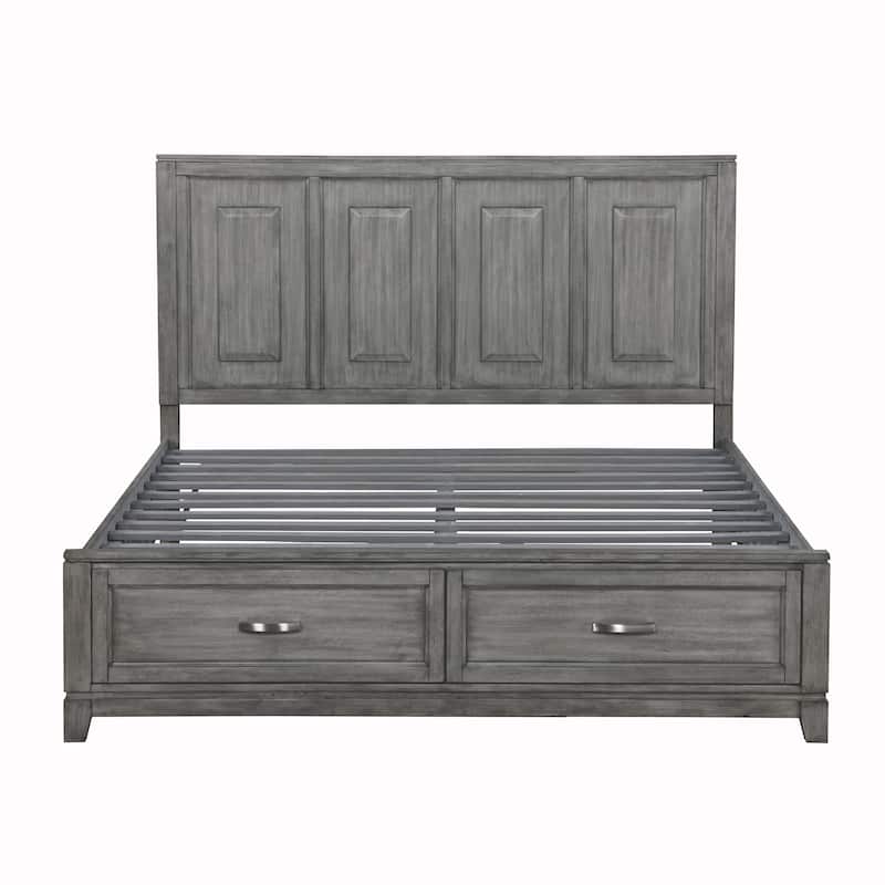 Rustic Gray Finish Platform Bed with Storage 1pc