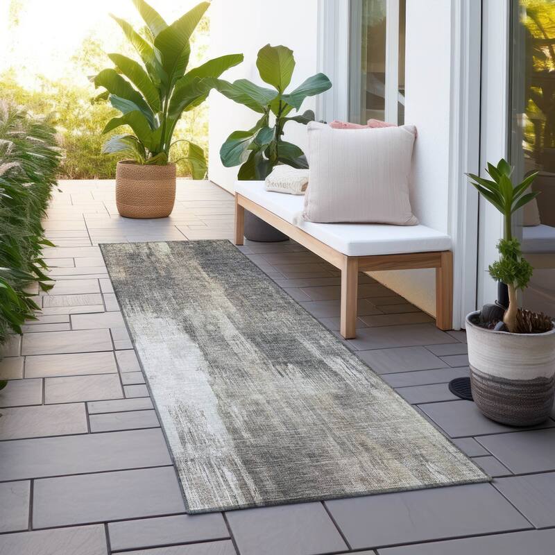 Calu Artistic Abstract Weather Resistant Classic Meets Modern Outdoor Rug