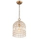 preview thumbnail 38 of 53, Vintage Glam Crystal Bird Cage Lantern Chandelier - Distressed Brass