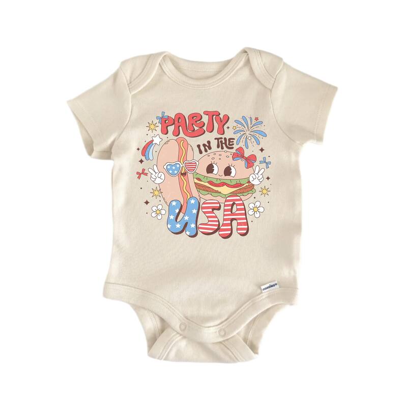 Party In The Usa July 4th Patriotic - Baby Boy Girl Clothes Bodysuit Funny Cute Newborn - Pink - 0-3M