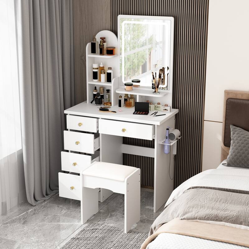 Stylish Vanity Set for Beauty Enthusiasts with Cushioned Stool