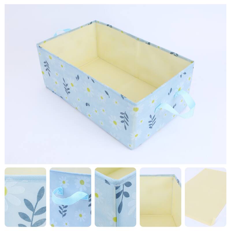 Chrysanthemum Storage Cube with Handles, Collapsible Fabric Storage Bins for Shelves Closet, 1 Pack Storage Basket for Clothes - Blue - 20*12*8in
