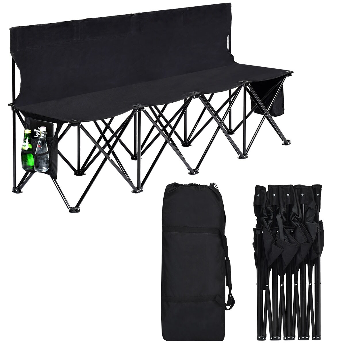 Shop Costway Folding 4 Seats Sports Sideline Bench Outdoor W Side