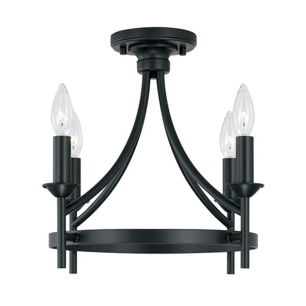 slide 2 of 6, Peyton 4-light Matte Black Dual Mount Semi-Flush/ Pendant
