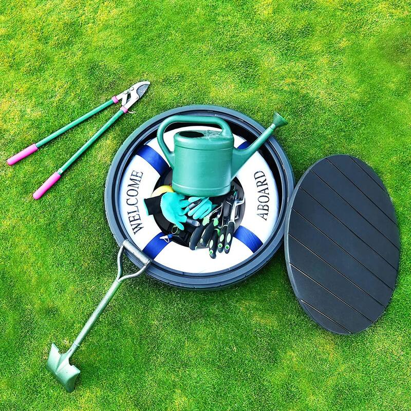 33 Gallon Round Outdoor Storage Waterproof Deck Box - N/A