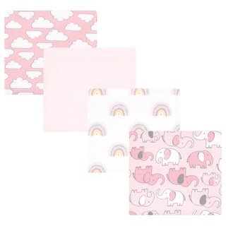 Hudson Baby Infant Girl Cotton Flannel Receiving Blankets, Girl New Elephant, One Size - Girl New Elephant - One Size