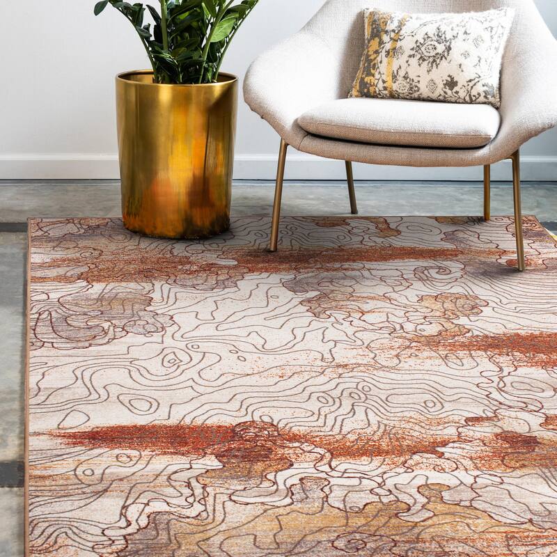 My Magic Carpet Machine Washable Rug Vienna Abstract Natural - 5' X 7'