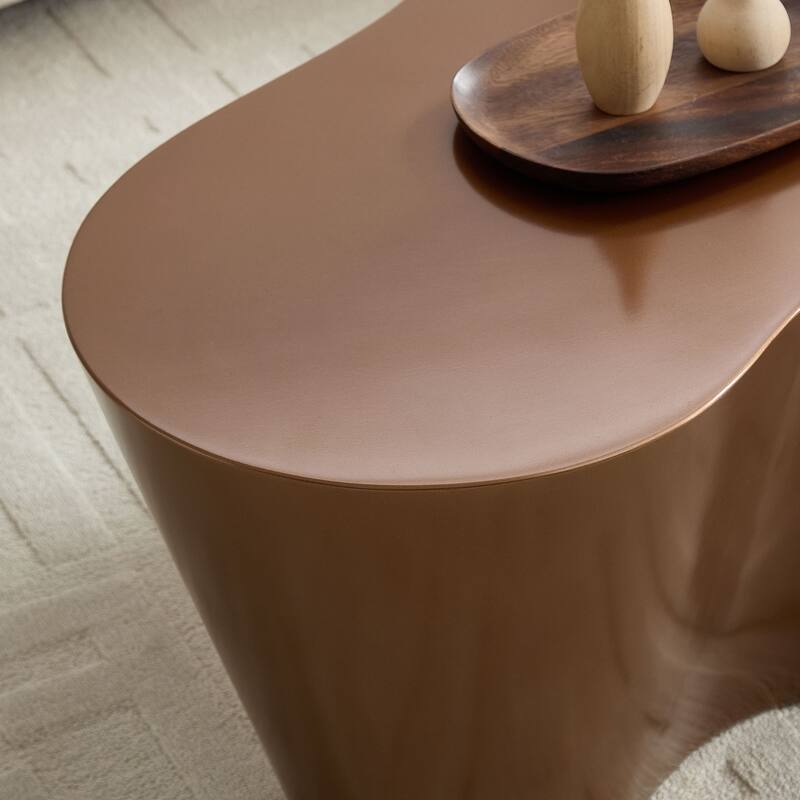 50" Unique Shape Sturdy Fiberglass Coffee Table, Tea Table for Living Room, No Need Assembly