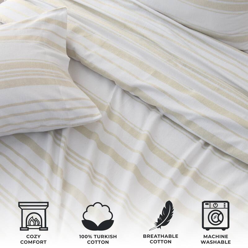 Ultra Soft 100% Turkish Cotton Flannel Double Brushed Solid Sheet Set