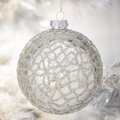 4" Glass Mercury Crystal Ball Ornament Set of 6