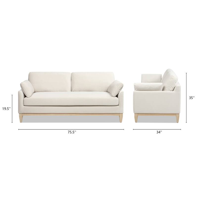 Pasadena 75.5" Velvet Modern Farmhouse Loose Pillow-Back Sofa
