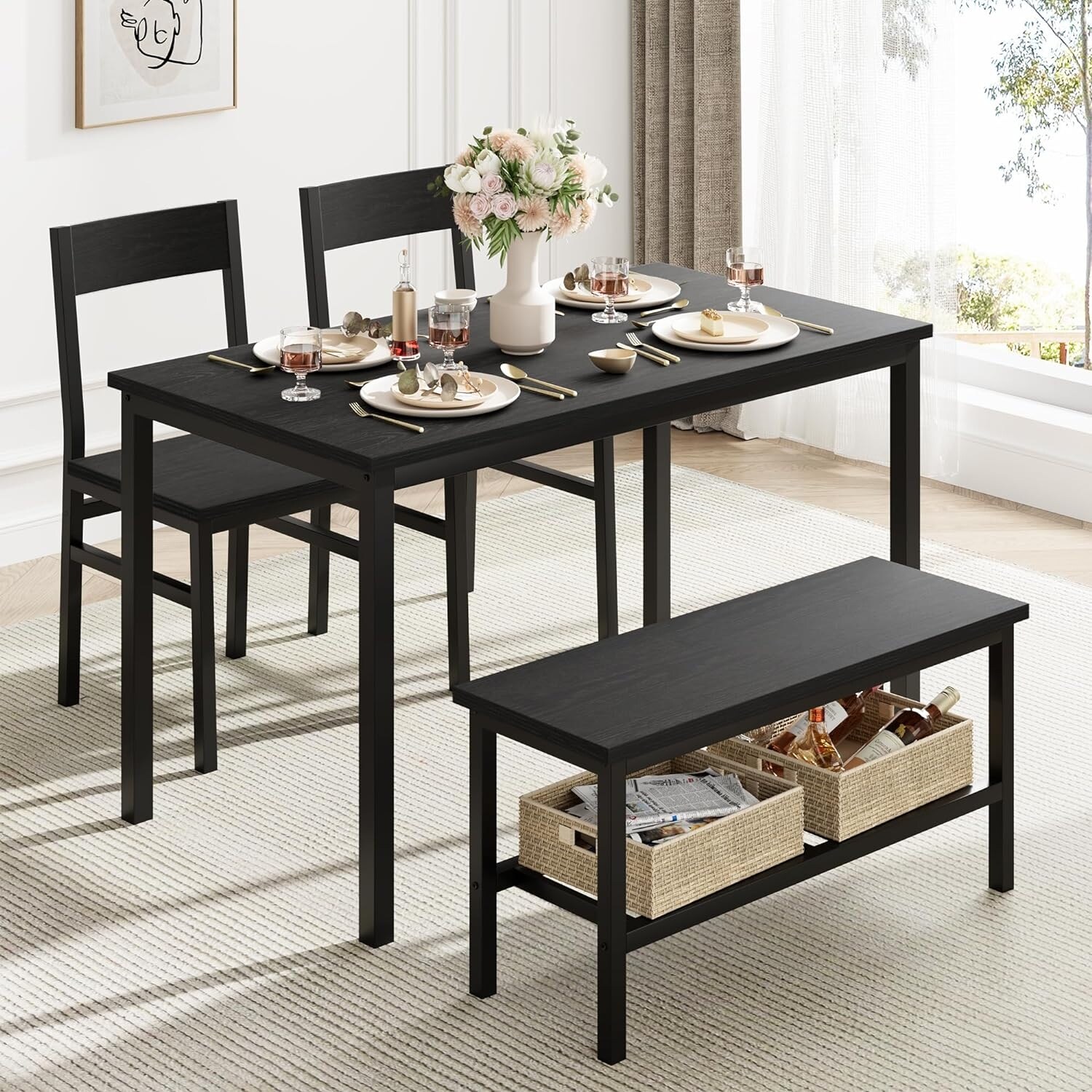 Modern kitchen table with bench 2025