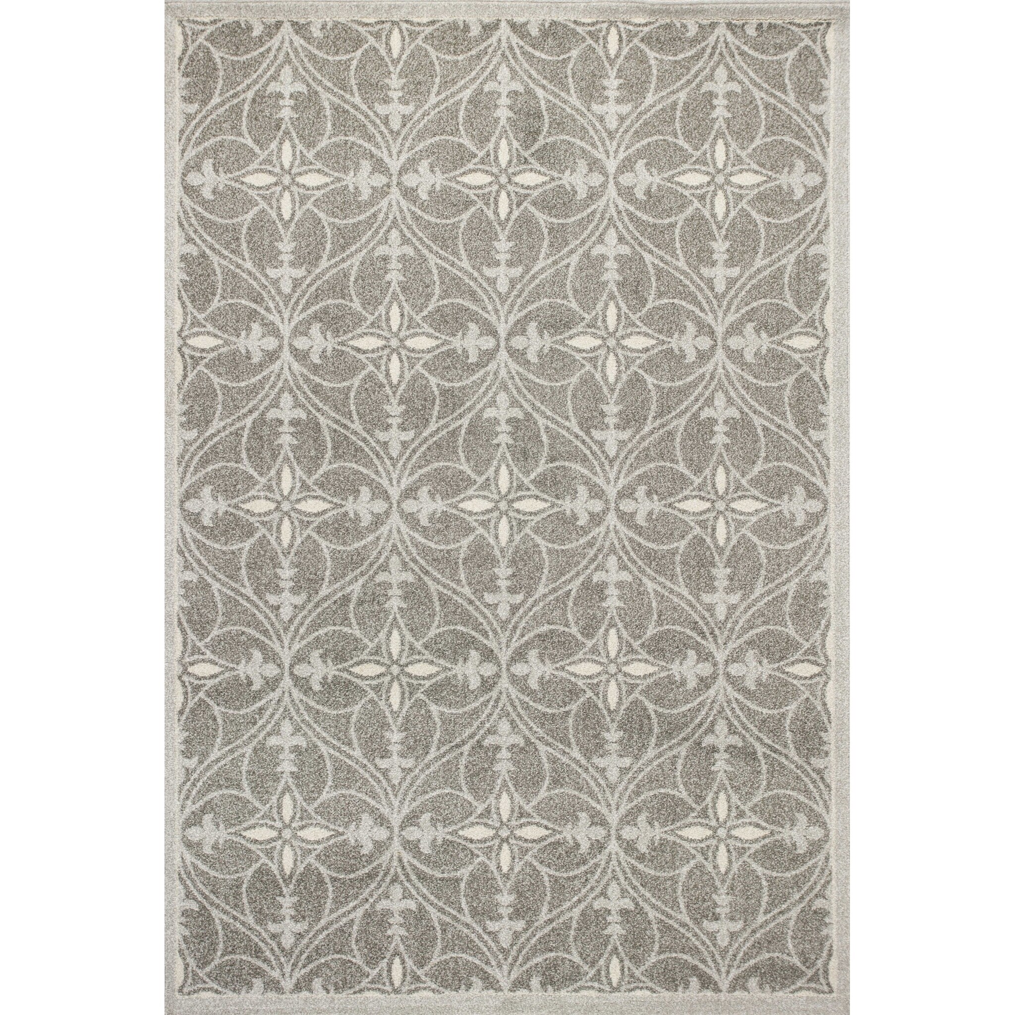2'X4' Grey Machine Woven Uv Treated Ogee Indoor Outdoor Accent Rug