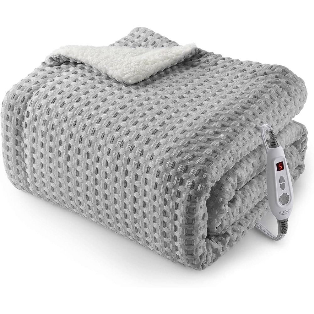 Heated Electric Blanket with LCD Dual Controller, Grey