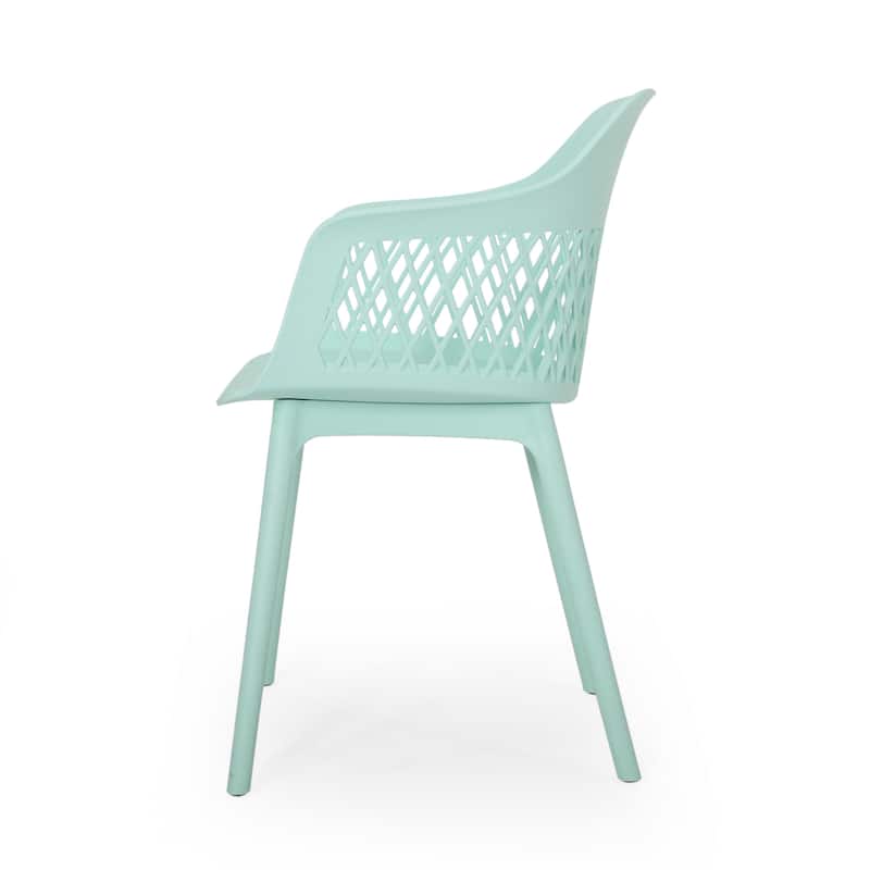 Outdoor Patio Chair, Curved Arms, Weather Resistant Modern Mint Green